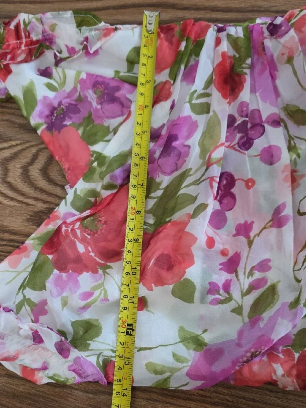 Abercrombie & Fitch White Floral High-Low Dress with Pink & Red Blooms